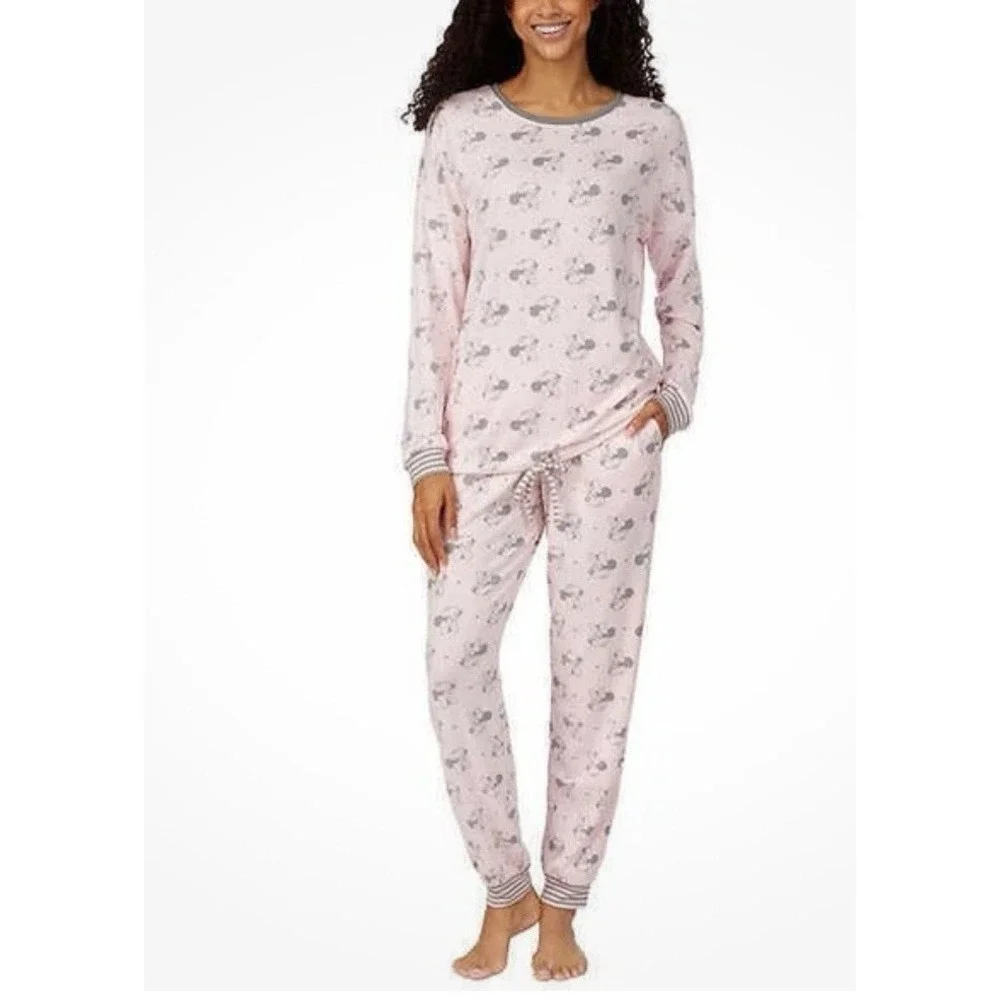 NEW DISNEY Women's Sz XXL Cozy Lounge Set Pajamas Pink Minnie Mouse Top &‎ Pants